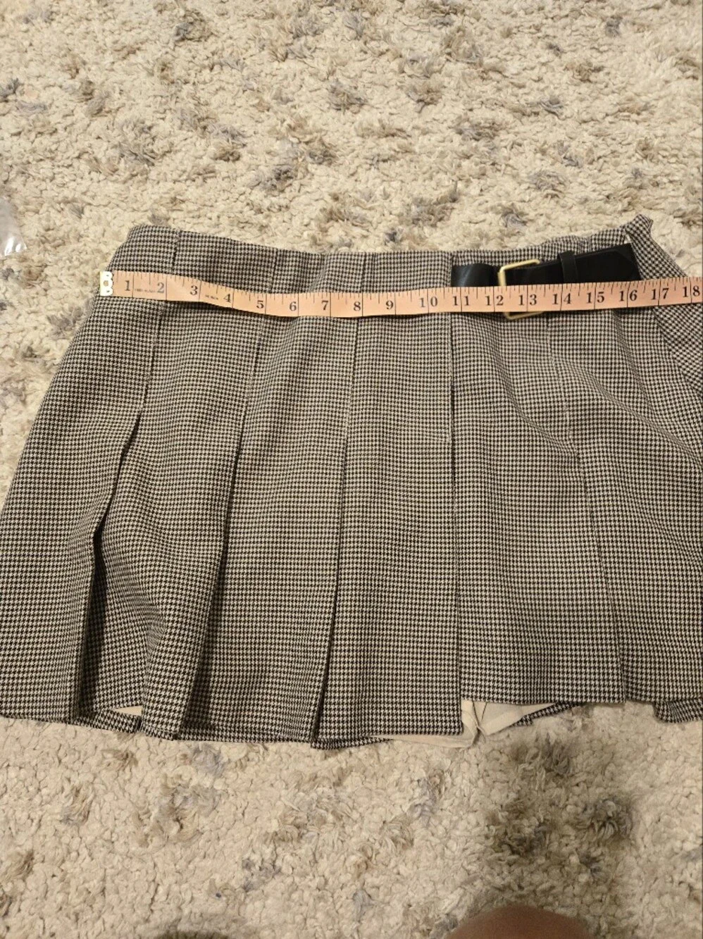 Abercrombie & Fitch Hardware Pleated Wrap Mini Skort Houndstooth Size L